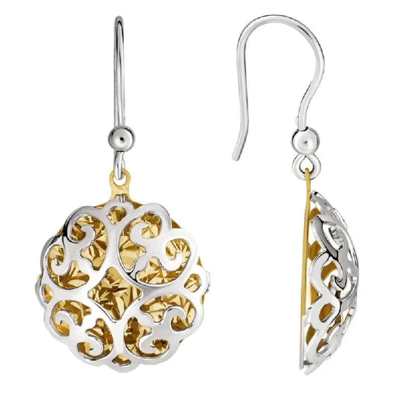 Drop Earrings with Infinity Symbols -Two-Tone Openwork Drop Earrings