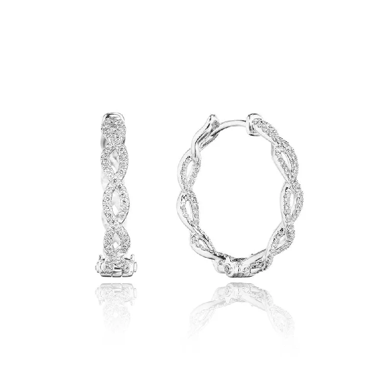 Drop Earrings with Matte Finish -Verragio 18k Braided Hoop Earrings